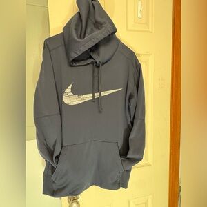 Nike Men's Black Hoodie with White Swoosh